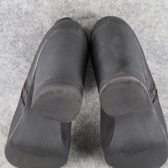 BP Shoes Womens 8.5 Booties Leather Block Heel Side Zip Black Round Toe Fashion - Picture 12 of 14